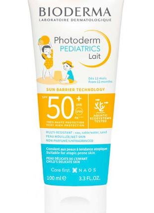Солнцезащитное молочко bioderma photoderm pediatrics spf 50+ с 12 месяцев 100 мл