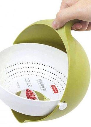 Универсальная миска – дуршлаг mesh strainer drain basket хозяйственная силиконовая корзина со сливом 2в1