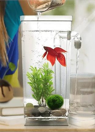 Акриловый аквариум для рыбок my fun fish самоочищающийся мини-аквариум с краном для легкой очистки