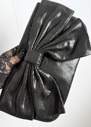 Сумка клатч шкіряна чорна із бантом lulu guinness оригінал бант