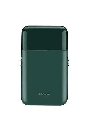 Аккумуляторная мини электробритва для мужчин vgr v 390 green профессиональный шейвер с триммером для сухого и влажного бритья