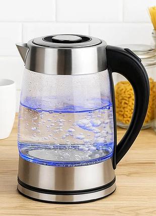 Стеклянный чайник с подсветкой, шкалой и быстрым кипячением воды 2000w электрочайник hoffmans hm-2556