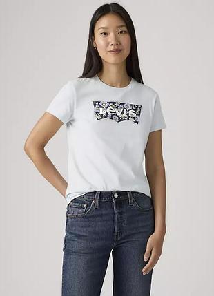 Женская футболка levi's (199105689613) logo perfect tee shirt m голубой