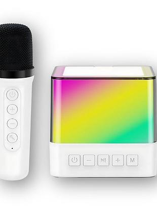 Мини-детское караоке с rgb-подсветкой k18 bluetooth-колонка k18 с 2 микрофонами