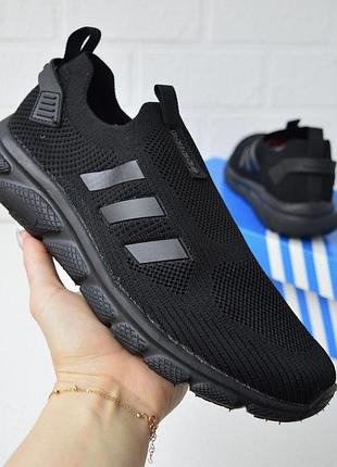 Чоловічі мокасини adidas чорні, сітка, адідас мокасини, на весну, літо, стильні мокасини для повсякденного носіння 43 (27.5 см)