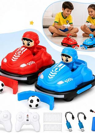 Детский футбольный набор battle bumper car на радиоуправлении 2 машинки с аккумуляторами, ворота, мяч, звук, подсветка