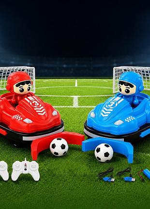 Набір машинок на радіокеруванні battle bumper car футбол 2 гравці, акумуляторні машинки, ворота, м'яч, світло та звук
