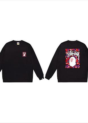 Мужской свитшот stussy x bape l