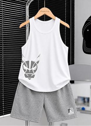 Літній оверсайз костюм комплект майка і шорти jordan chicago bulls