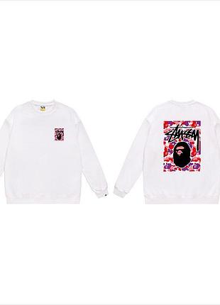 Мужской свитшот stussy x bape l