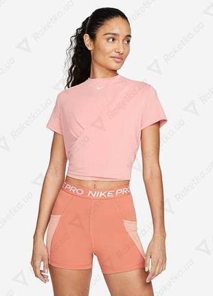 Nike dri-fit one luxe жіночий укорочений топ з короткими рукавами twist