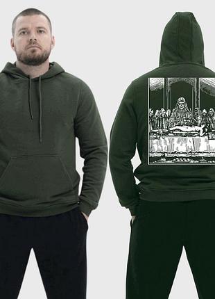 Чоловічий легкий худі з принтом sunset goons жертва секта скелети, хакі xxl