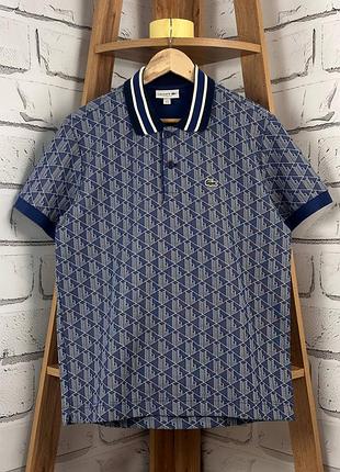 Поло lacoste monogram футболка лакост синя розмір м