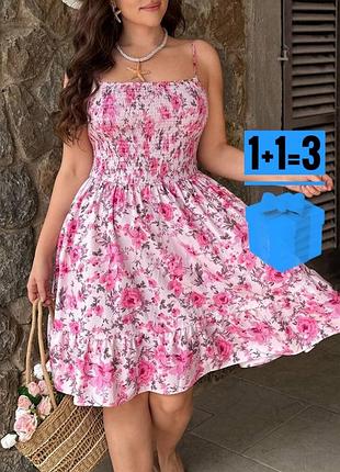 Сукня в квітковий принт на резинці shein 2xl