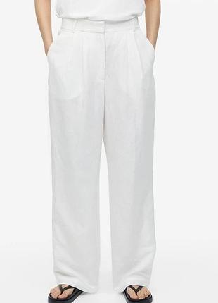 Льняні штани брюки білі h&m