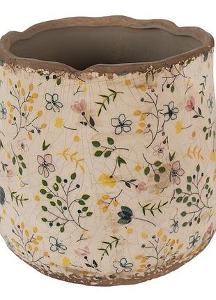 Керамічне кашпо для квітів в вінтажному стилі colored flowers, 21*19 см, 6ce1610l clayre & eef nai