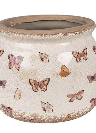 Керамическое кашпо для цветов в винтажном стиле butterflies, 16*13 см, 6ce1662m clayre & eef nai