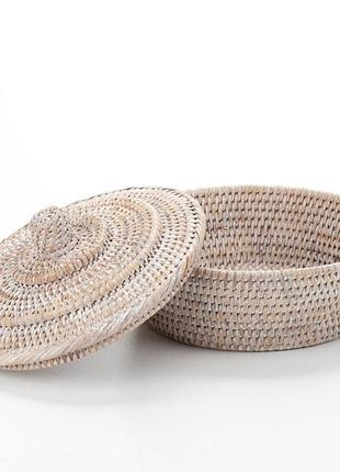 Багатофункціональна ємність з кришкою з ротанга, 23*8/12 см, 71054-white