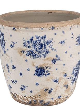 Керамическое кашпо для цветов в винтажном стиле blue roses, 13*12 см, 6ce1658s clayre & eef nai