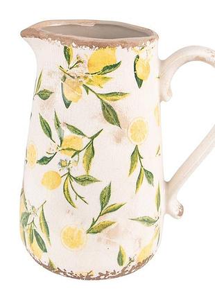 Декоративний керамічний глечик в вінтажному стилі yellow lemons, 16*11*18 см, 6ce1530m clayre & eef nai