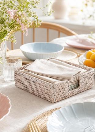 Салфетница плетеная из натурального ротанга, 18*18*6 см, 71008-white