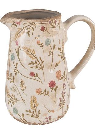 Декоративний керамічний глечик в вінтажному стилі colored flowers, 16*11*18 см, 6ce1552m clayre & eef nai