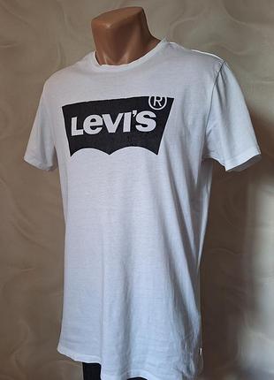 Футболка levi's белая мужская. чоловіча футболка біла котонова. белая левайс, хлопок