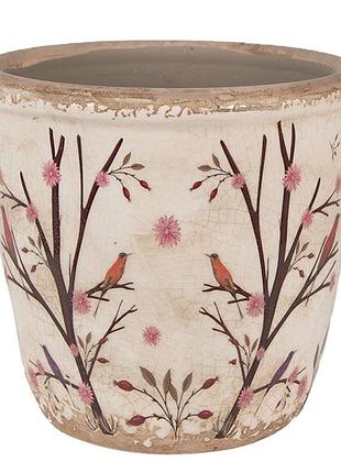Керамическое кашпо для цветов в винтажном стиле birds, 14*13 см, 6ce1641m clayre & eef nai