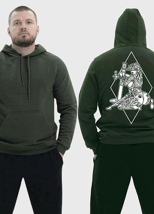 Чоловічий легкий худі з принтом дівчина з мінометом ромб sunset goons, хакі xxl