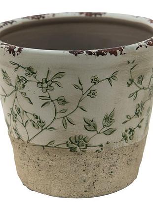 Керамічне кашпо для квітів в вінтажному стилі pastel green, 12*10 см, 6ce1384m clayre & eef nai