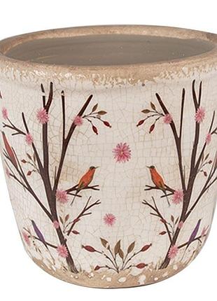 Керамічне кашпо для квітів в вінтажному стилі birds, 11*10 см, 6ce1641xs clayre & eef nai