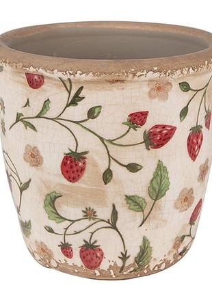 Керамическое кашпо для цветов в винтажном стиле strawberries, 14*13 см, 6ce1631m clayre & eef nai