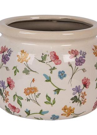 Керамічне кашпо для квітів в вінтажному стилі colored flowers, 20*15 см, 6cecfl0001l clayre & eef nai