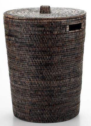 Корзина для белья с крышкой hamper, плетеная изо ротанга, 34/40*50 см, 71047-black