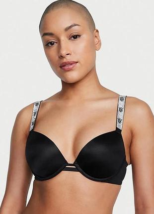 Бюстгальтер victoria’s secret 34c одинарний пуш-ап чорний гладкий оригінал vs