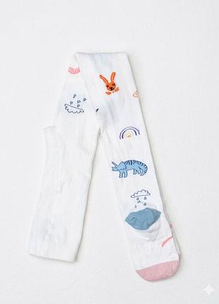 Колготки бавовняні з принтом для дівчинки h&m 0619739-5 110-116 см (4-6 years) білий