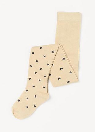 Колготки трикотаж хлопковые с принтом для девочки h&m 0619739-108 122-128 см (6-8 years) бежевый