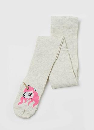 Колготки трикотаж бавовняний з принтом для дівчинки h&m my little pony 0619739-114 122-128 см (6-8 years) бежевий