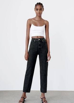 Чорні джинси zara high waist mom fit