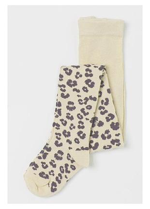 Колготки хлопковые с принтом для девочки h&m 0619739-6 110-116 см (4-6 years) бежевый