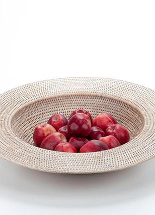 Большая фруктовница плетена из натурального ротанга, 60*10 см, 71068-white