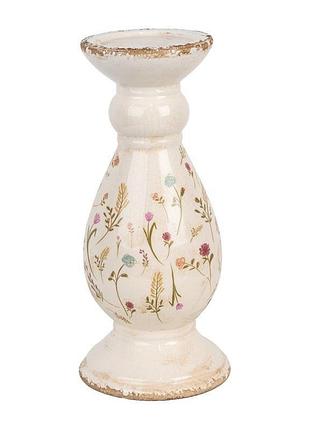 Керамічний свічник в вінтажному стилі colored flowers, 14*32 см, 6ce1945l clayre & eef nai