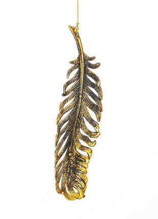 Новогоднее украшение перышко antique gold, 19*5*2 см, 133133 новогоднее украшение, 133133
