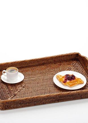 Поднос с ручками из ротанга morning, 54*37*5 см, 71080-brown