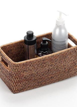 Багатофункціональна коробка для зберігання, плетена з ротанга, 30*15*14 см, 71035-brown
