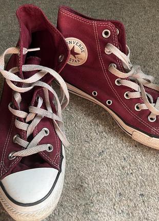Бордові / вишневі високі кеди конверси converse 39