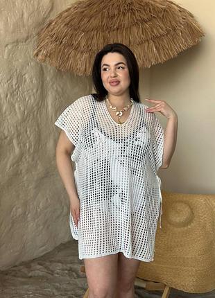 Пляжная туника xl-xxl в черном и белом цвете
