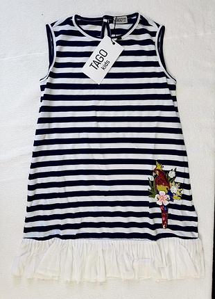🌺 сарафан tago kids у морському стилі з аплікацією папуги, новий, р. 134та140