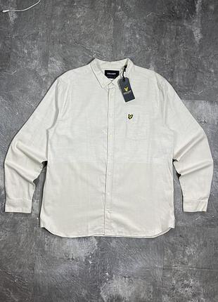 Сорочка lyle & scott лайл скотт чоловіча біла молочна бавовняна довгий рукав брендова оригінал xxl xl кэжуал кежуал lyle scott block marl shirt