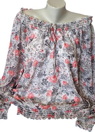 Винтажная блуза vero moda в стиле y2k с открытыми плечами, цветочный принт